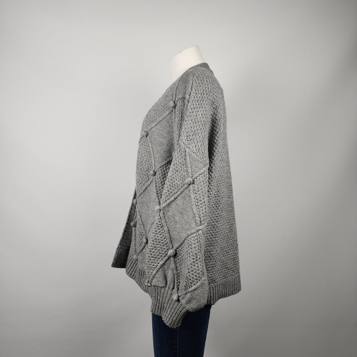 Staccato Grey Knit Cardigan Size L