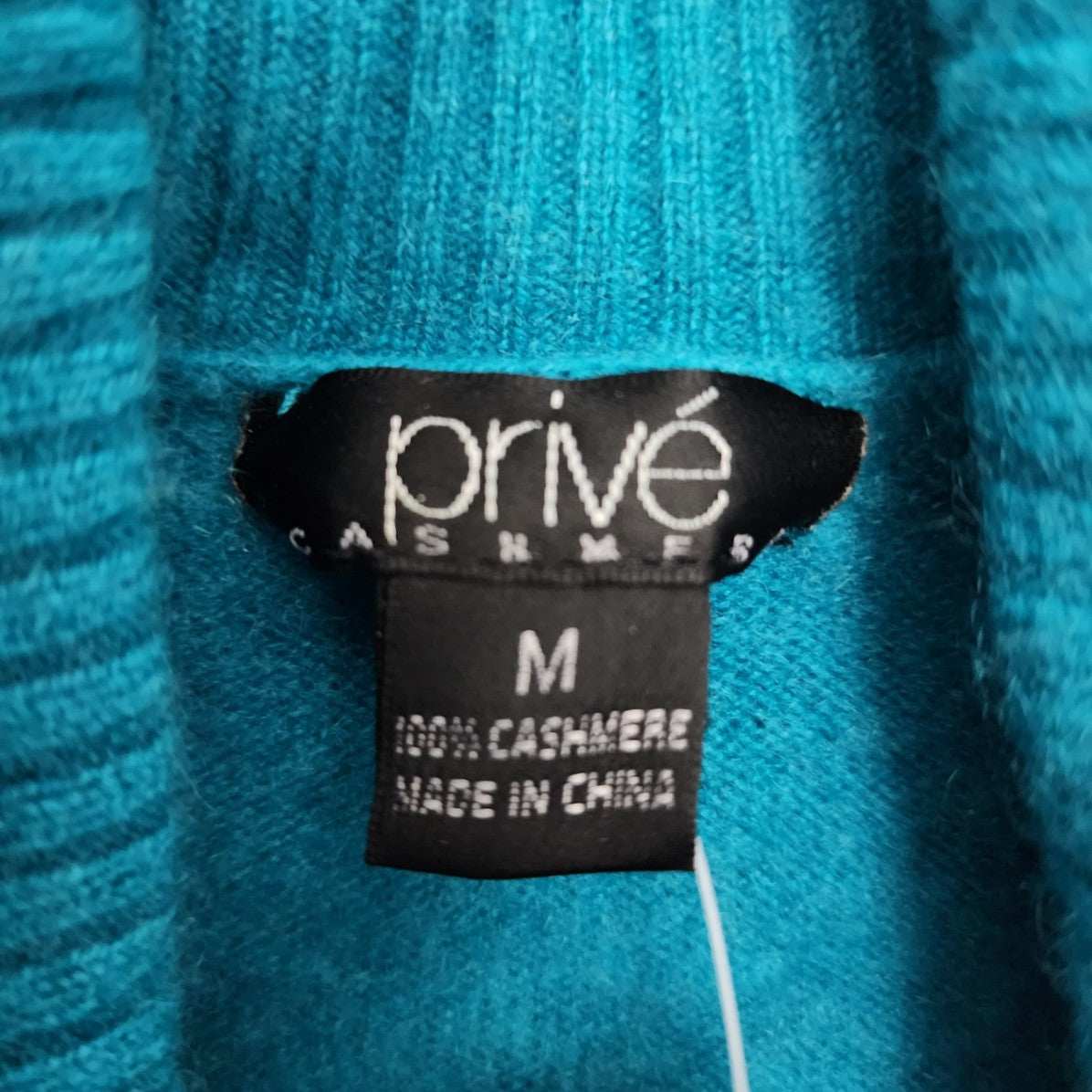 Prive Blue Knit Cashmere Collared Sweater Size M