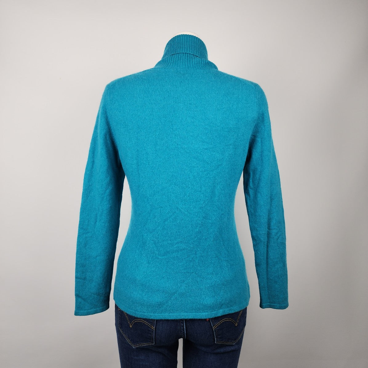 Prive Blue Knit Cashmere Collared Sweater Size M