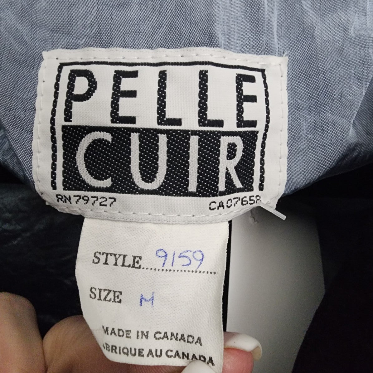 Vintage Pelle Cuir Blue & Black Button Up Jacket Size S/M