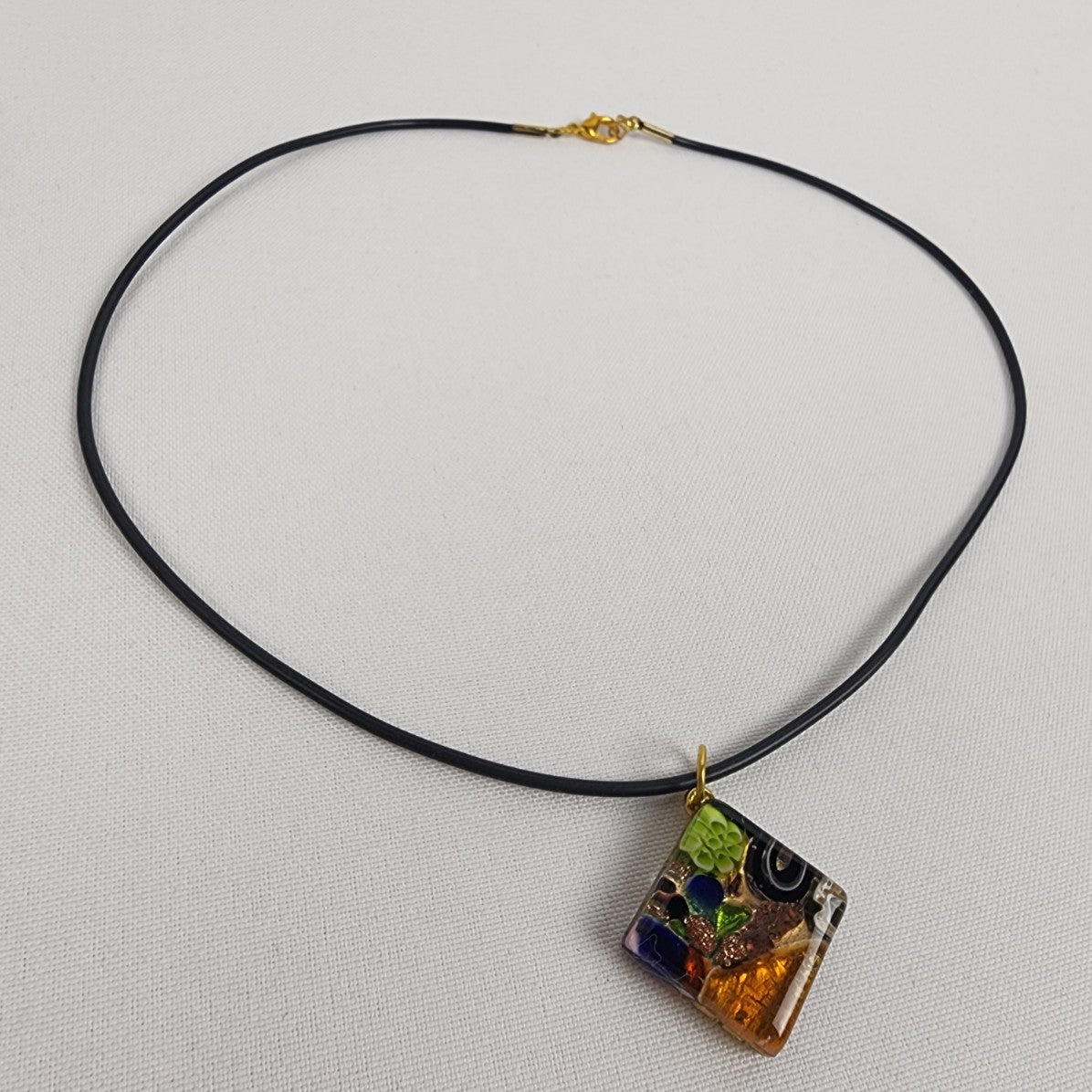 Murano Glass Pendant Cord Necklace