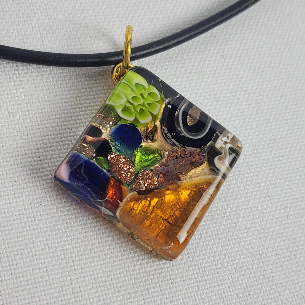 Murano Glass Pendant Cord Necklace