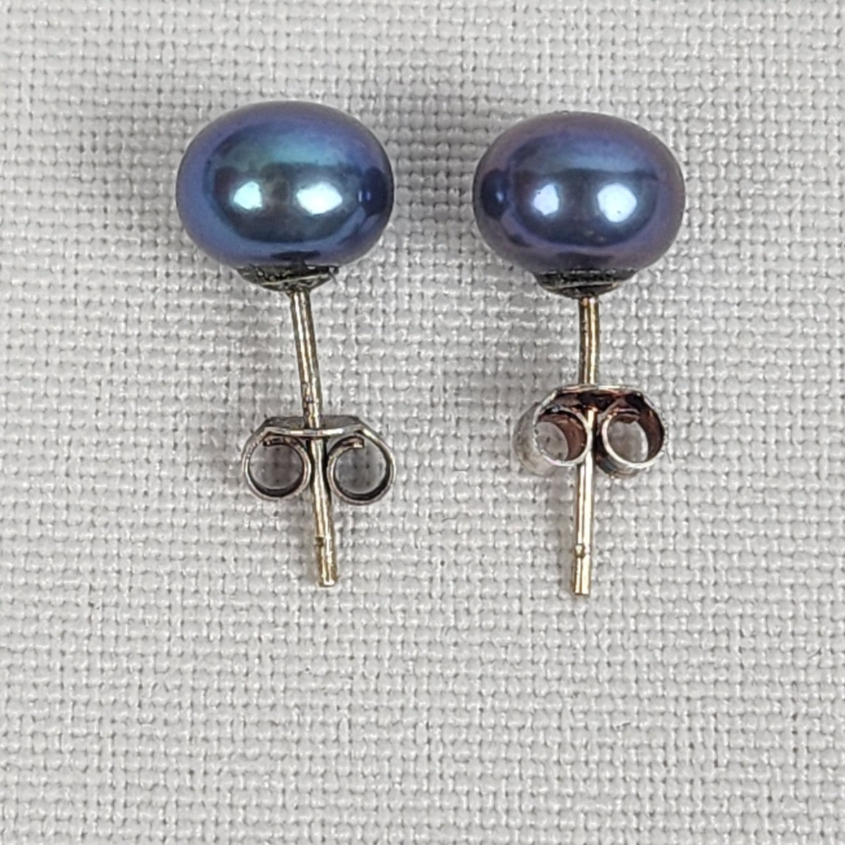 Vintage Black Pearl Stud Earrings