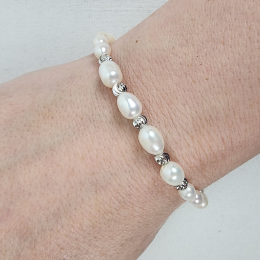 925 Sterling Faux Pearl Bracelet