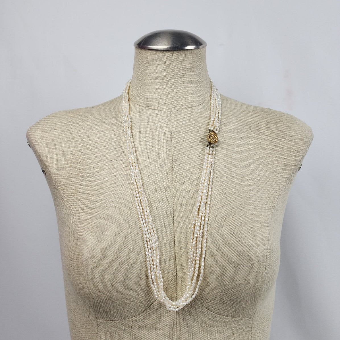 Vintage Freshwater Pearl Layered Long Necklace