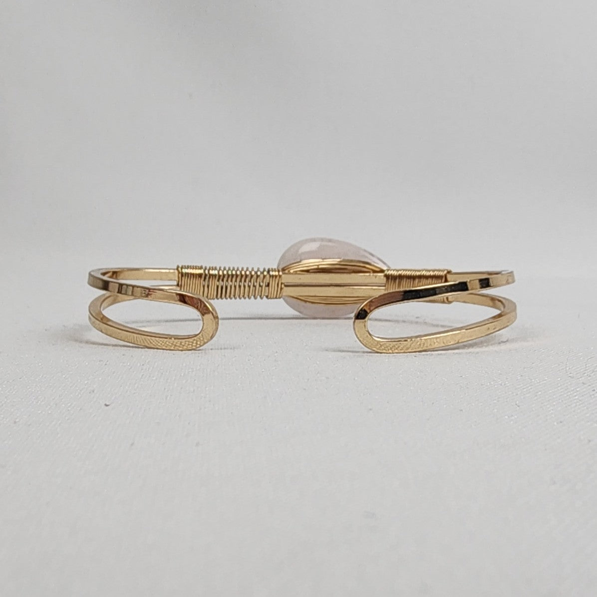 Gold Tone Natural Stone Cuff Bracelet