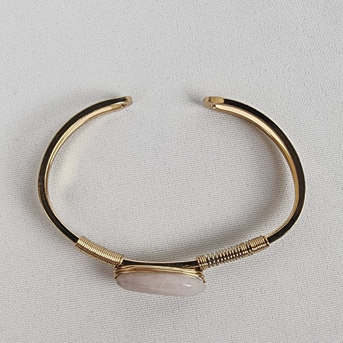 Gold Tone Natural Stone Cuff Bracelet