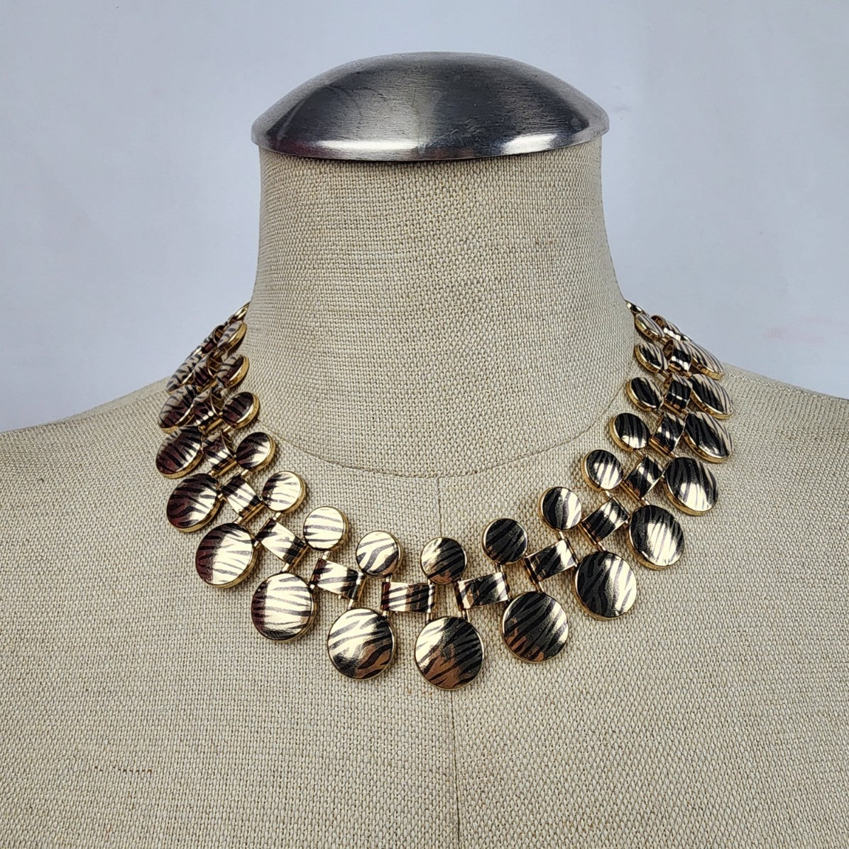 Vintage Gold Tone Animal Print Collar Necklace