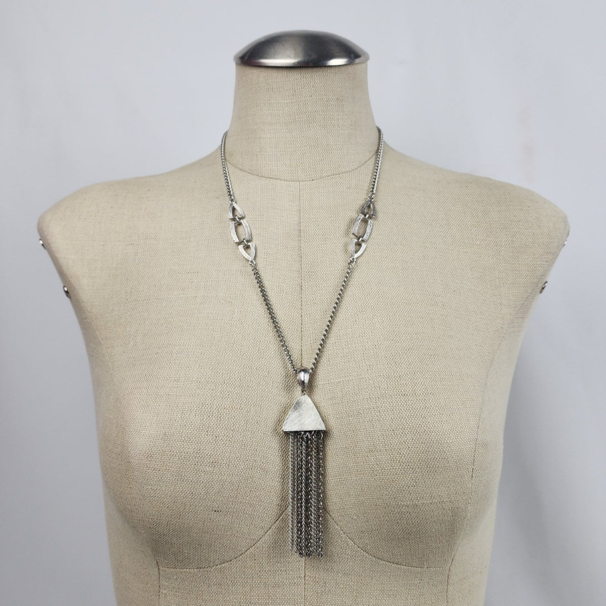 Vintage Silver Tone Tassel Necklace