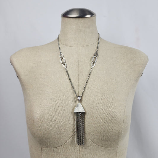 Vintage Silver Tone Tassel Necklace