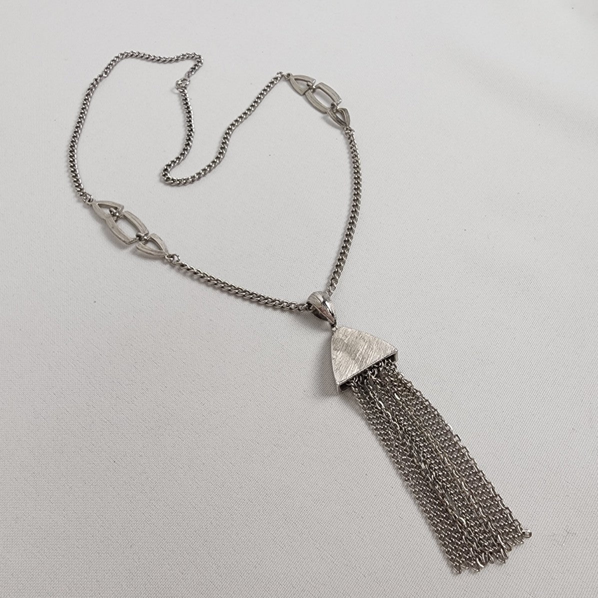 Vintage Silver Tone Tassel Necklace