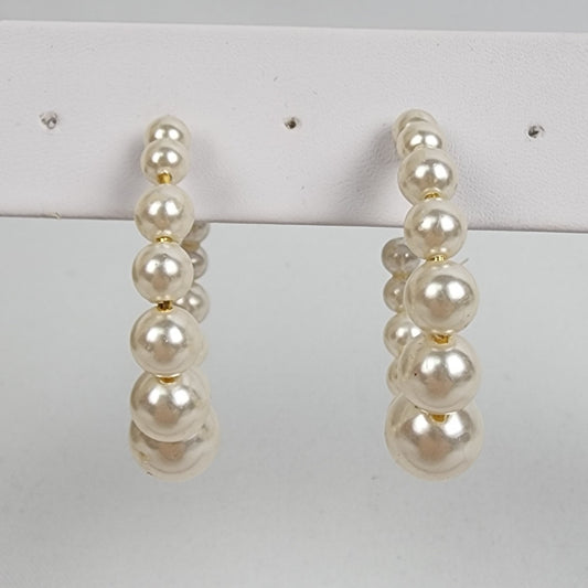 Faux Pearl Hoop Earrings