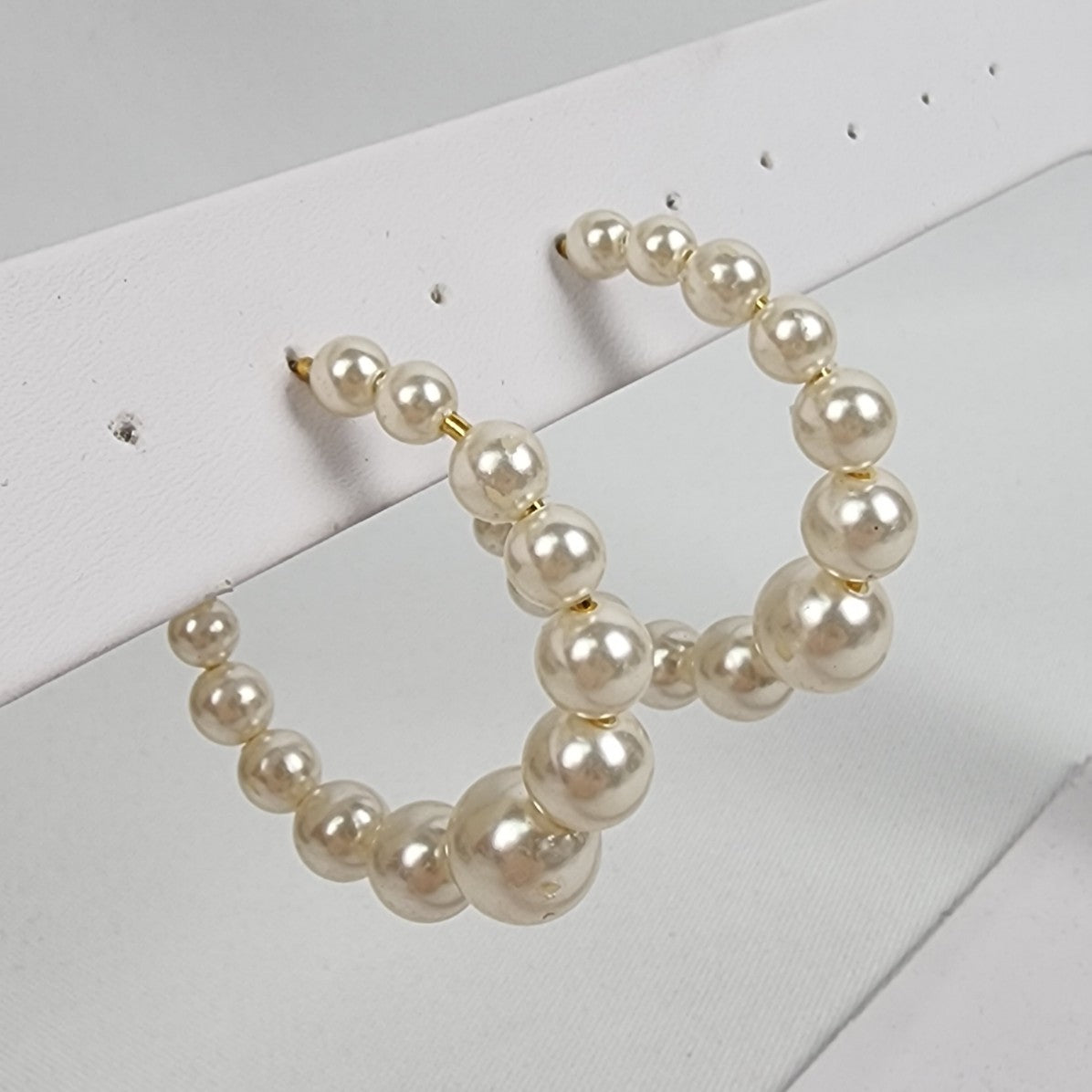 Faux Pearl Hoop Earrings