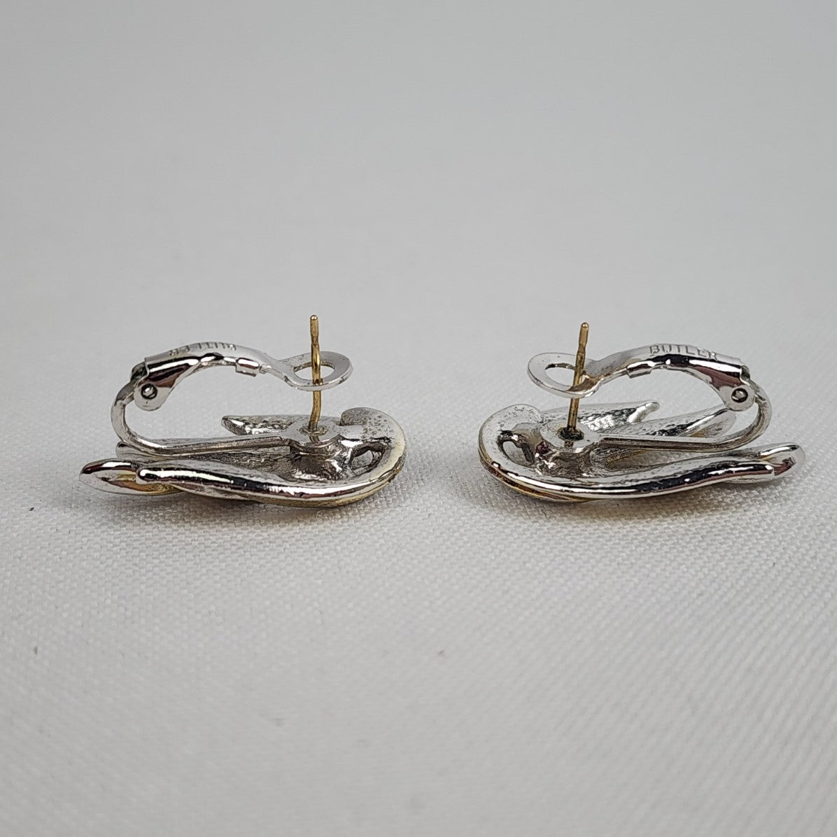 Vintage Butler Silver & Gold Stud Earrings