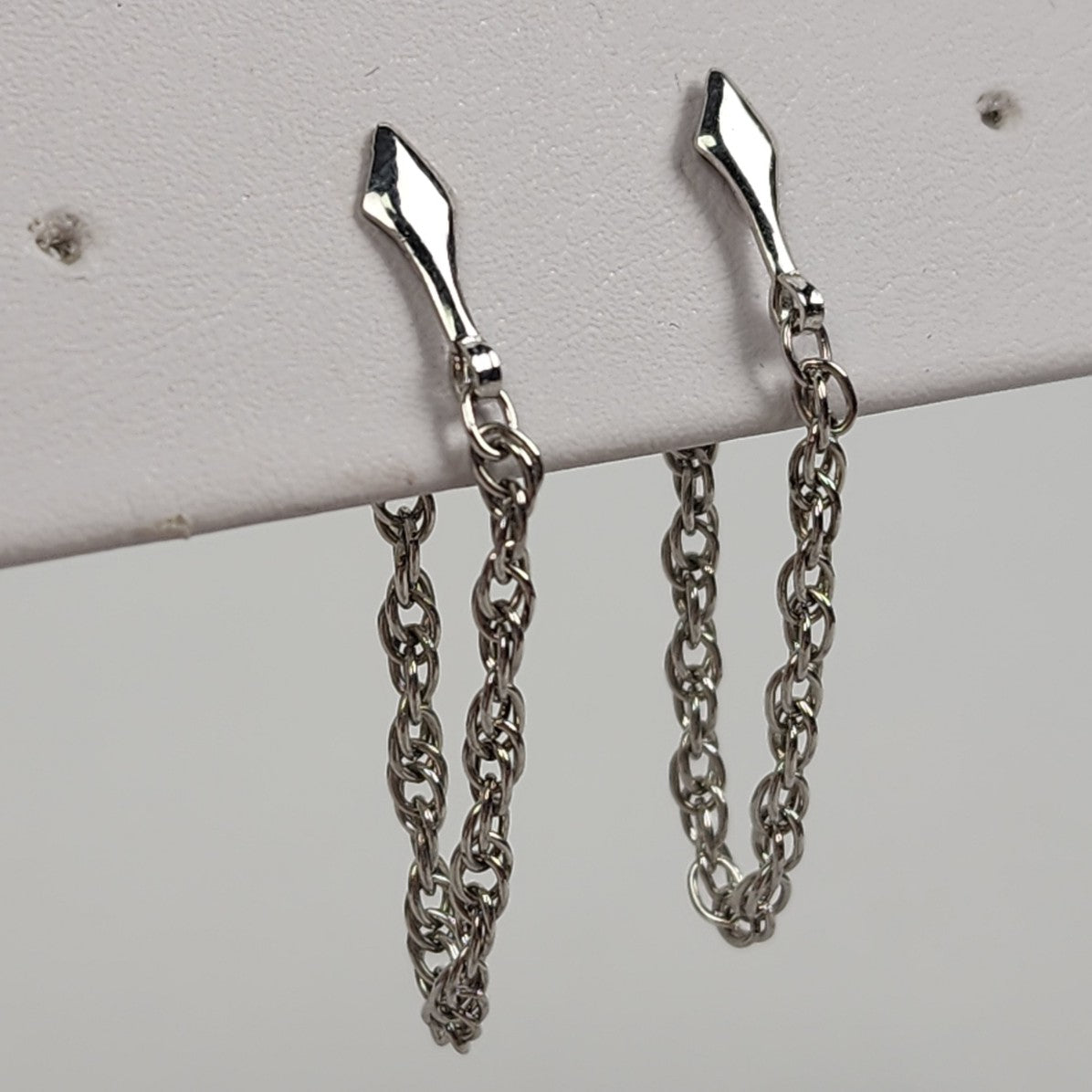 Vintage Silver Chain Drop Earrings