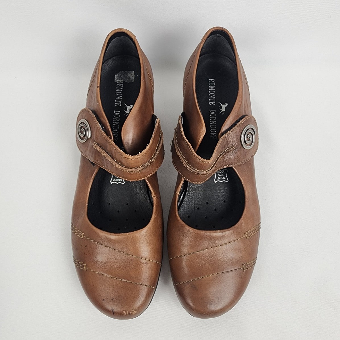 Remonte Dorndorf Brown Leather Low Heel Mary Jane Shoes Size 8.5