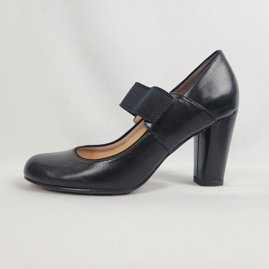 Cole Haan Nike Air Black Leather Heeled Mary Jane Shoes Size 9.5