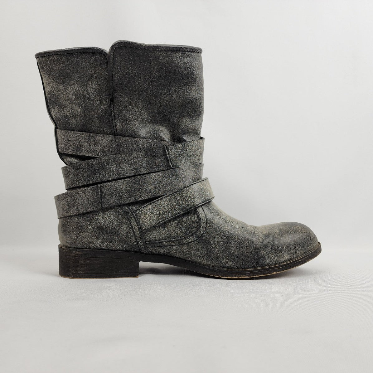 Madden Girl Grey Strappy Ankle Boots Size 10