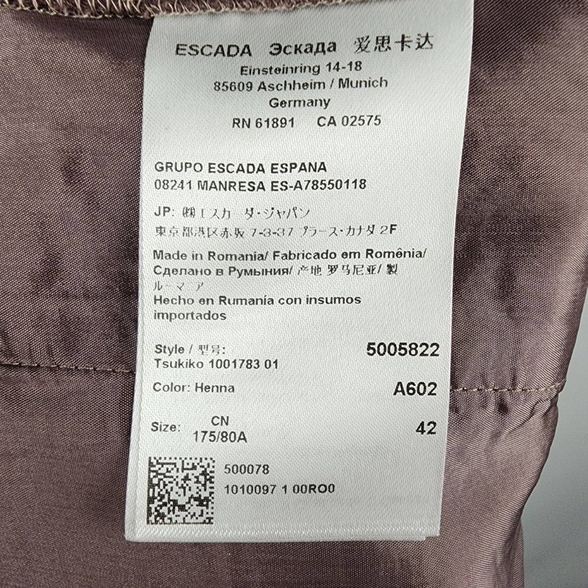 Ecsada Brown Trouser Pants Chin Detail Size 12