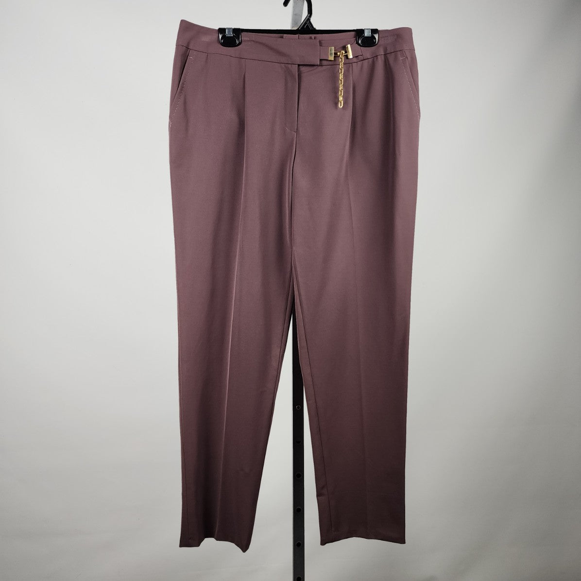 Ecsada Brown Trouser Pants Chin Detail Size 12