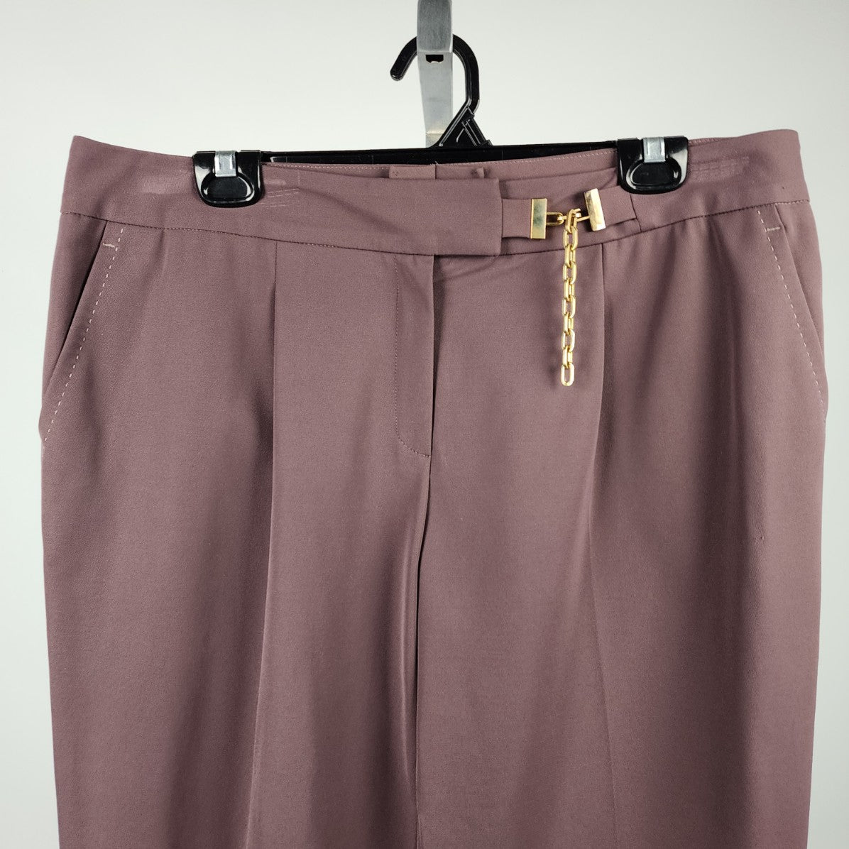 Ecsada Brown Trouser Pants Chin Detail Size 12