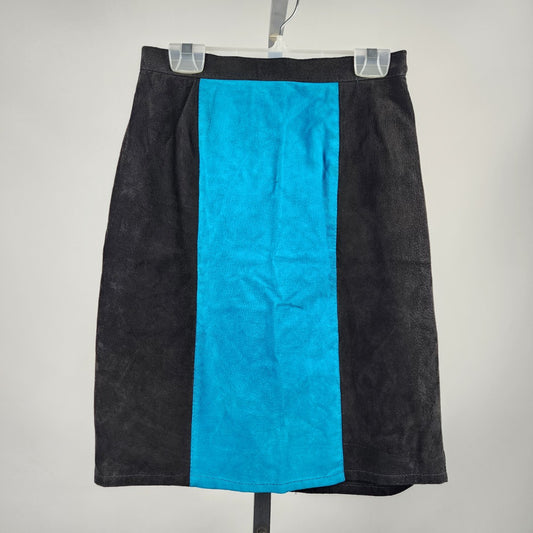 Vintage Blue & Black Suede Mini Skirt Size S