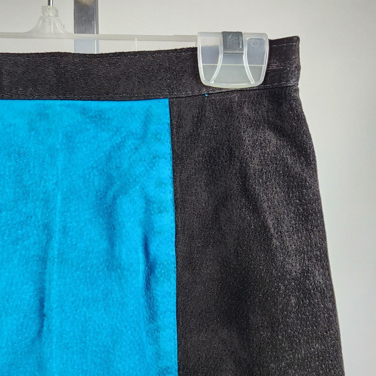 Vintage Blue & Black Suede Mini Skirt Size S