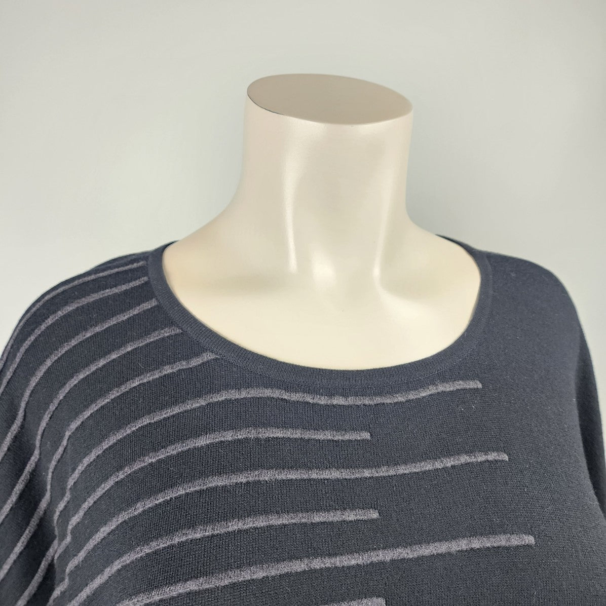 In Every Story Black & Grey Cotton Stripped Knit Top Size 2X/3X