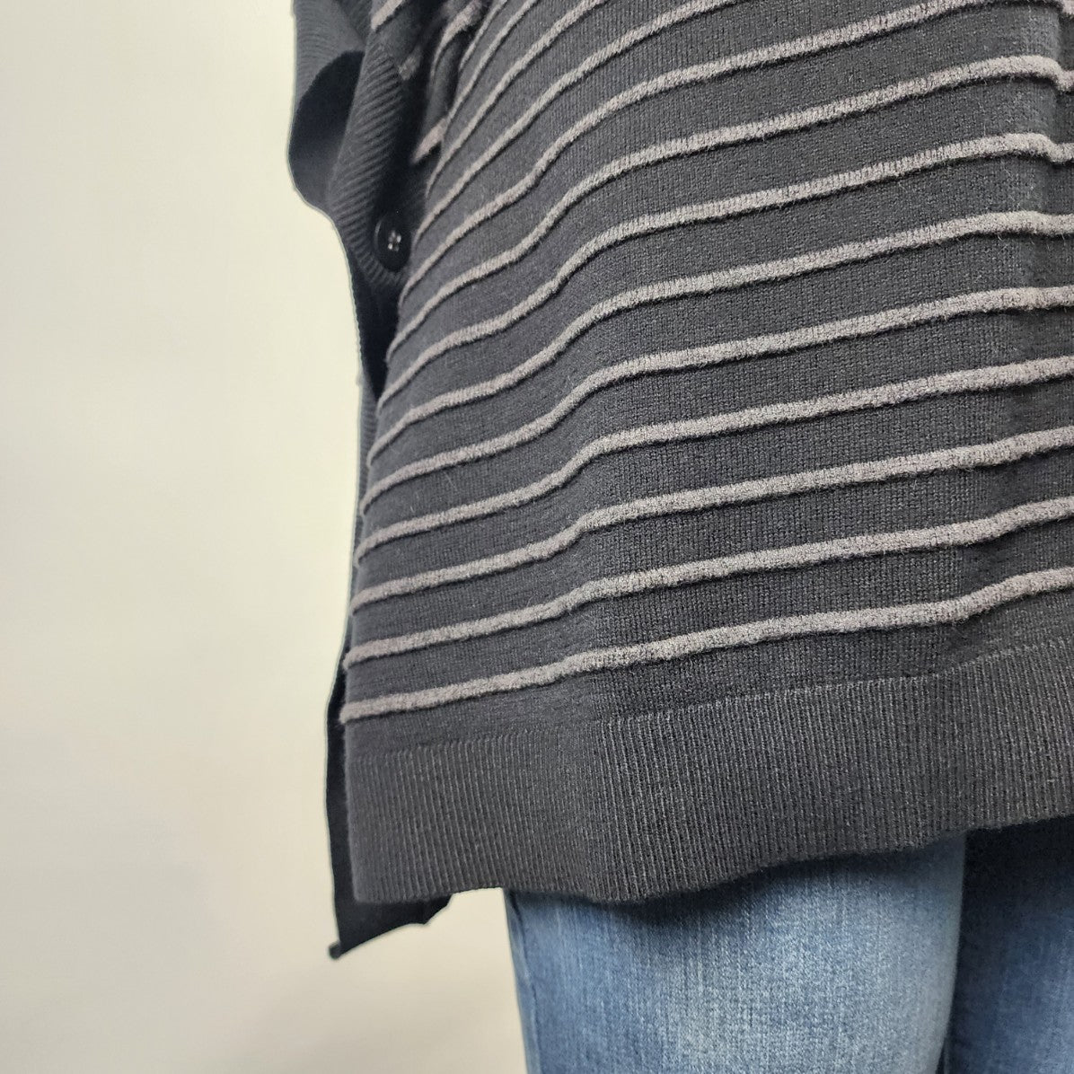 In Every Story Black & Grey Cotton Stripped Knit Top Size 2X/3X