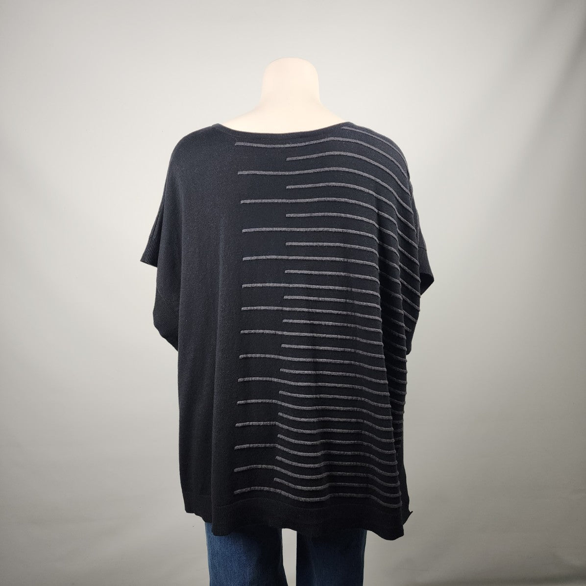 In Every Story Black & Grey Cotton Stripped Knit Top Size 2X/3X