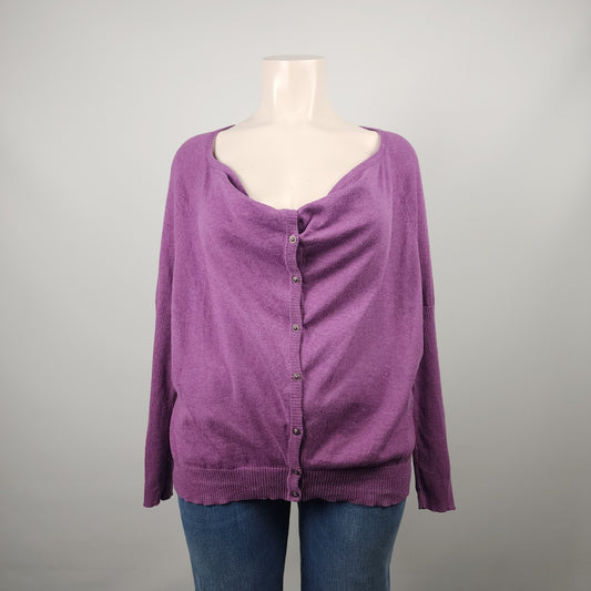 Eileen Fisher Purple Organic Cotton Purple Button Up Cardigan Size XL