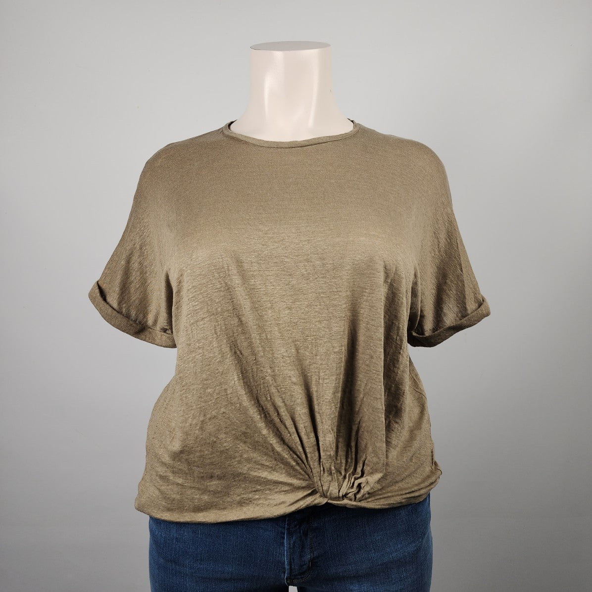 Banana Republic Taupe Linen Short Sleeve Top Size XL