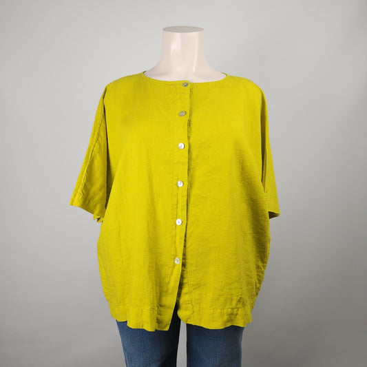 Bryn Walker Yellow Linen Button Up Blouse Size L/XL