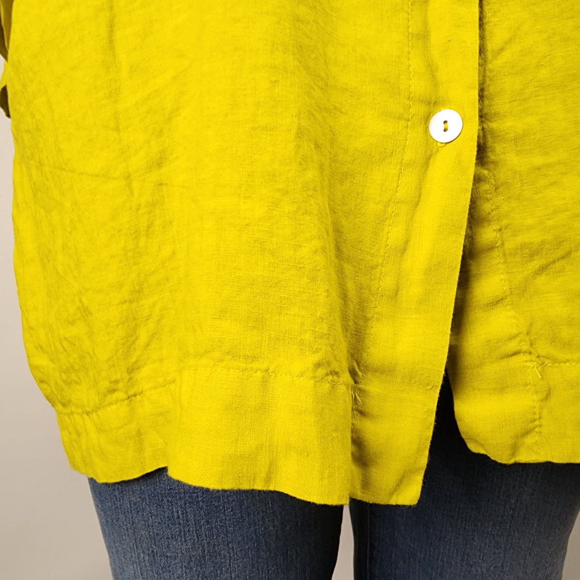 Bryn Walker Yellow Linen Button Up Blouse Size L/XL