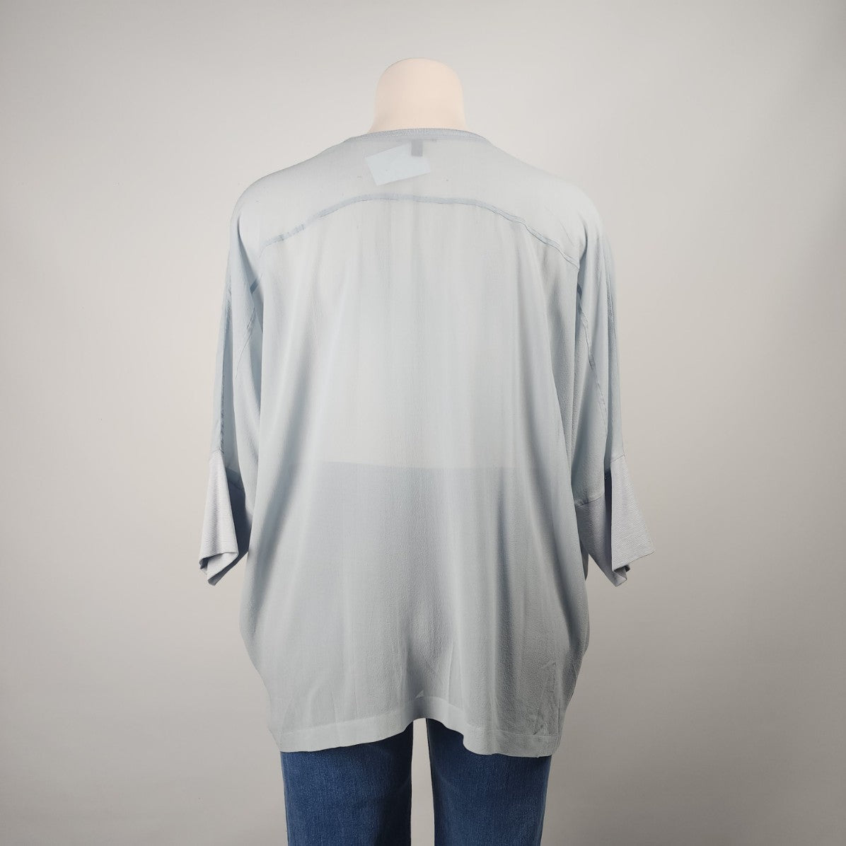 Eileen Fisher Grey Silk Sheer Blouse Top Size L