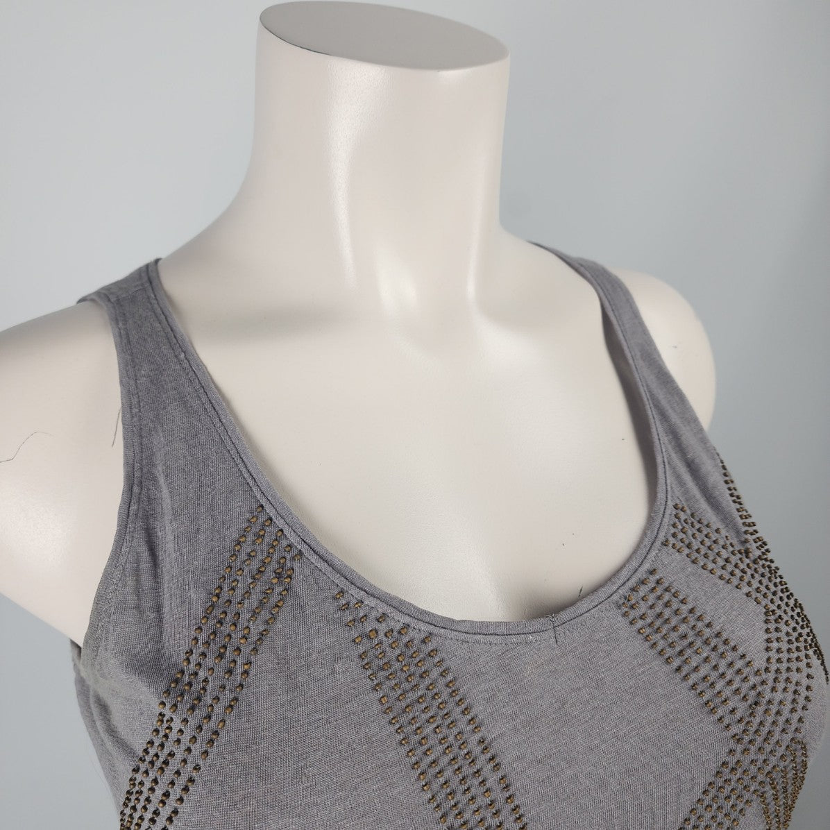 Eileen Fisher Grey Linen Beaded Sleeveless Top Size L