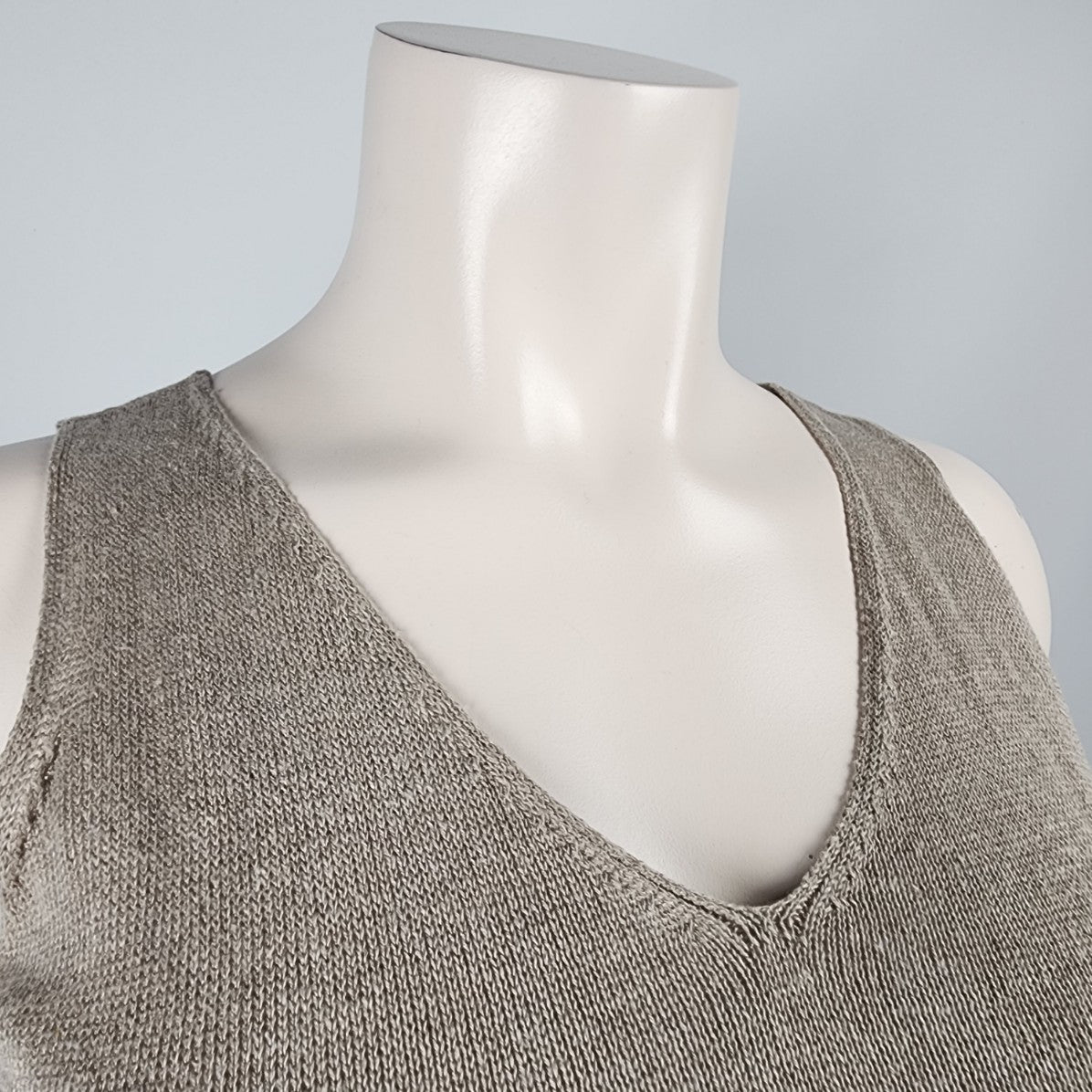 Eileen Fisher Taupe Linen Knit Tunic Sleeveless Top Size L