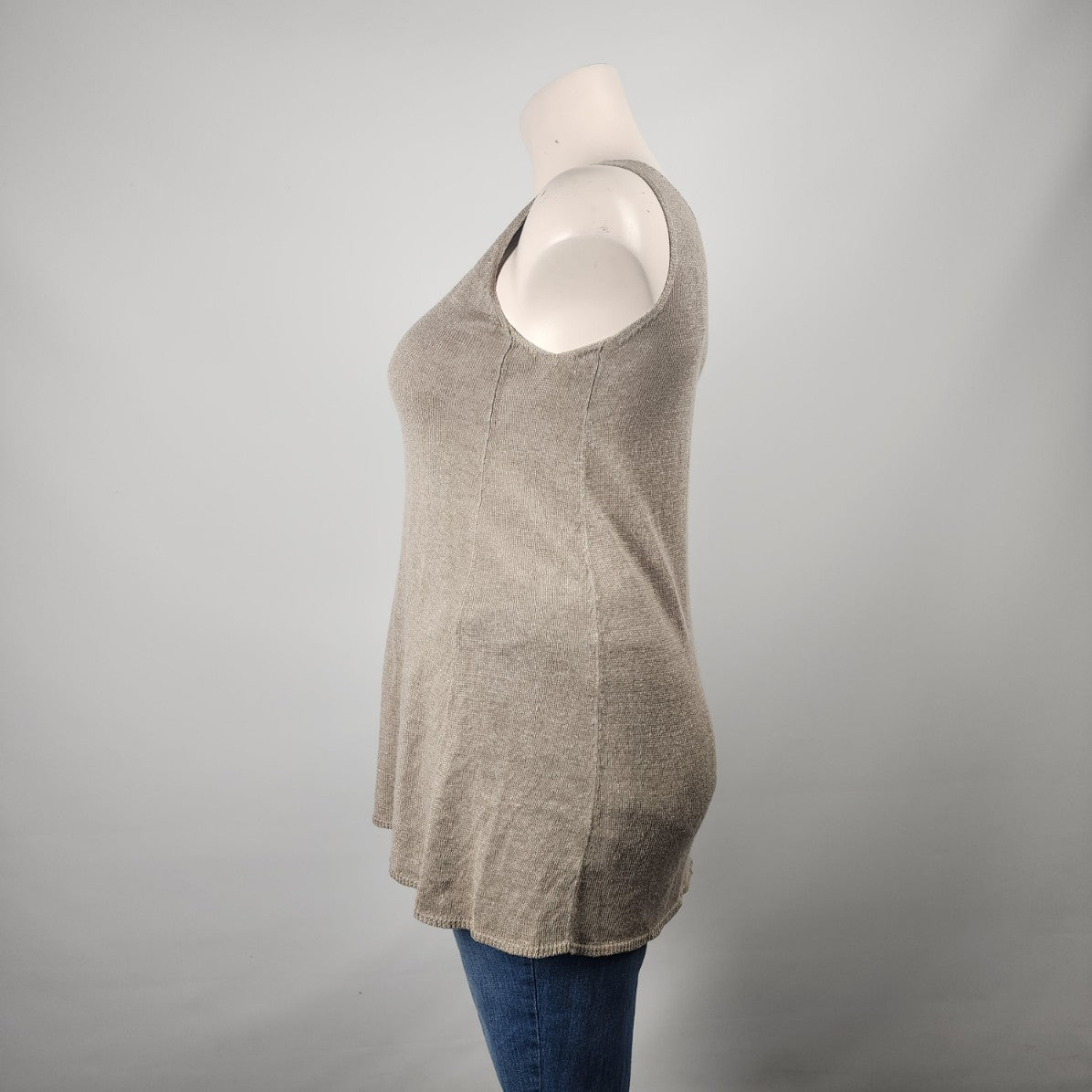 Eileen Fisher Taupe Linen Knit Tunic Sleeveless Top Size L