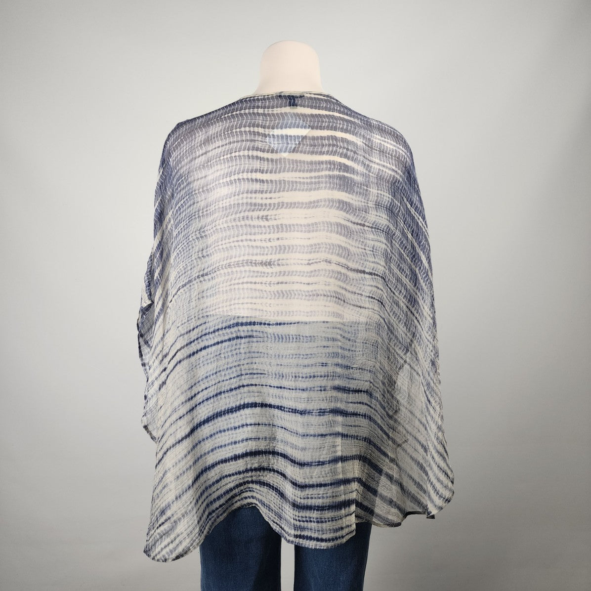 Eileen Fisher Navy Blue Silk Poncho Sheer Top One Size