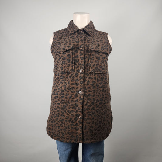 Charlie B Brown Animal Print Button Up Long Vest Size XL