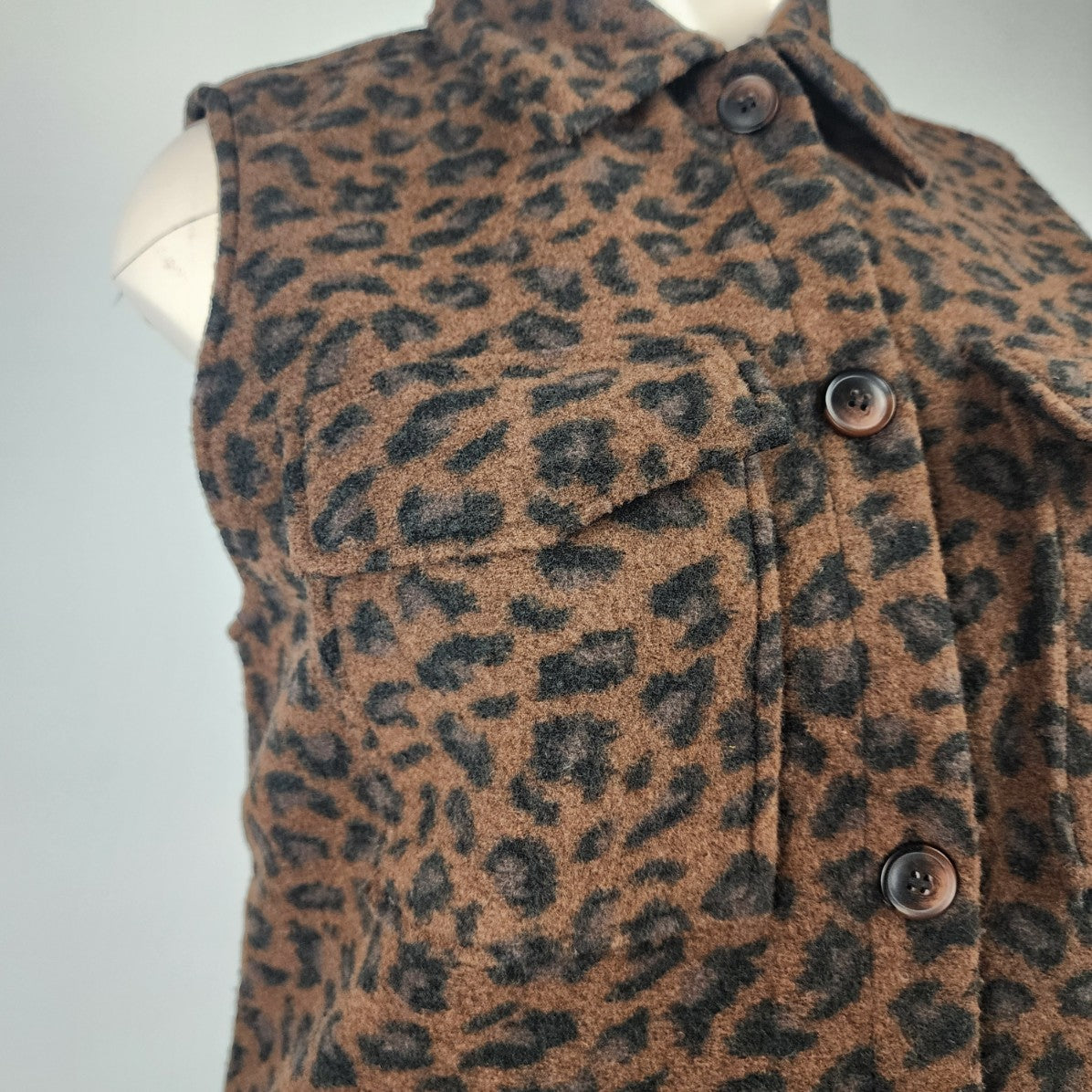 Charlie B Brown Animal Print Button Up Long Vest Size XL