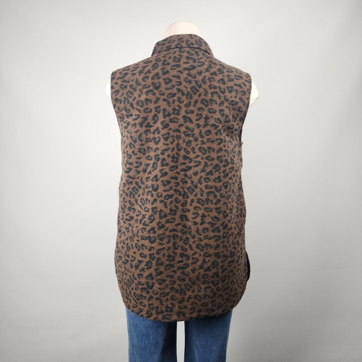 Charlie B Brown Animal Print Button Up Long Vest Size XL