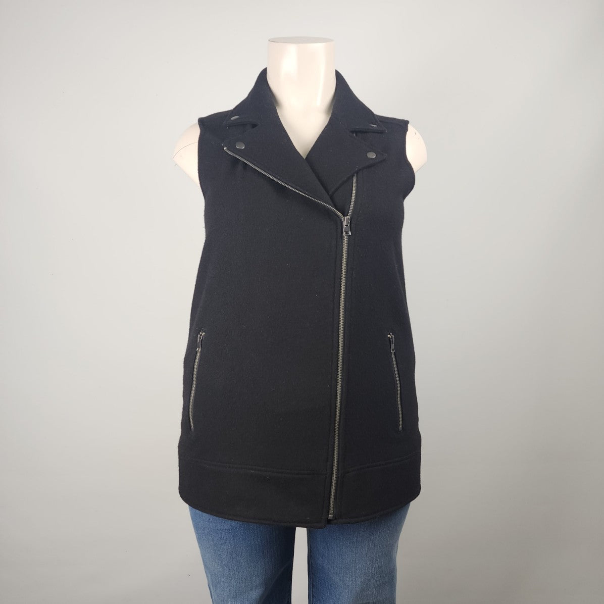 Banana Republic Black Wool Zip Up Vest Size XL