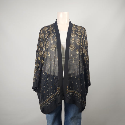 Vince Camuto Black & Brown Kimono Cardigan Size L