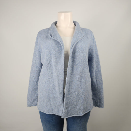 Eileen Fisher Blue Wool Cashmere Cardigan Size 1X