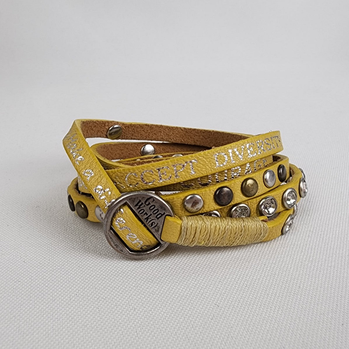 Good Works Yellow Leather Wrap Bracelet