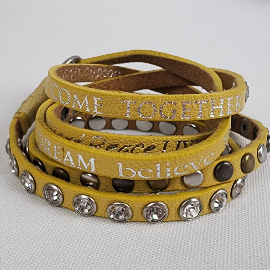 Good Works Yellow Leather Wrap Bracelet