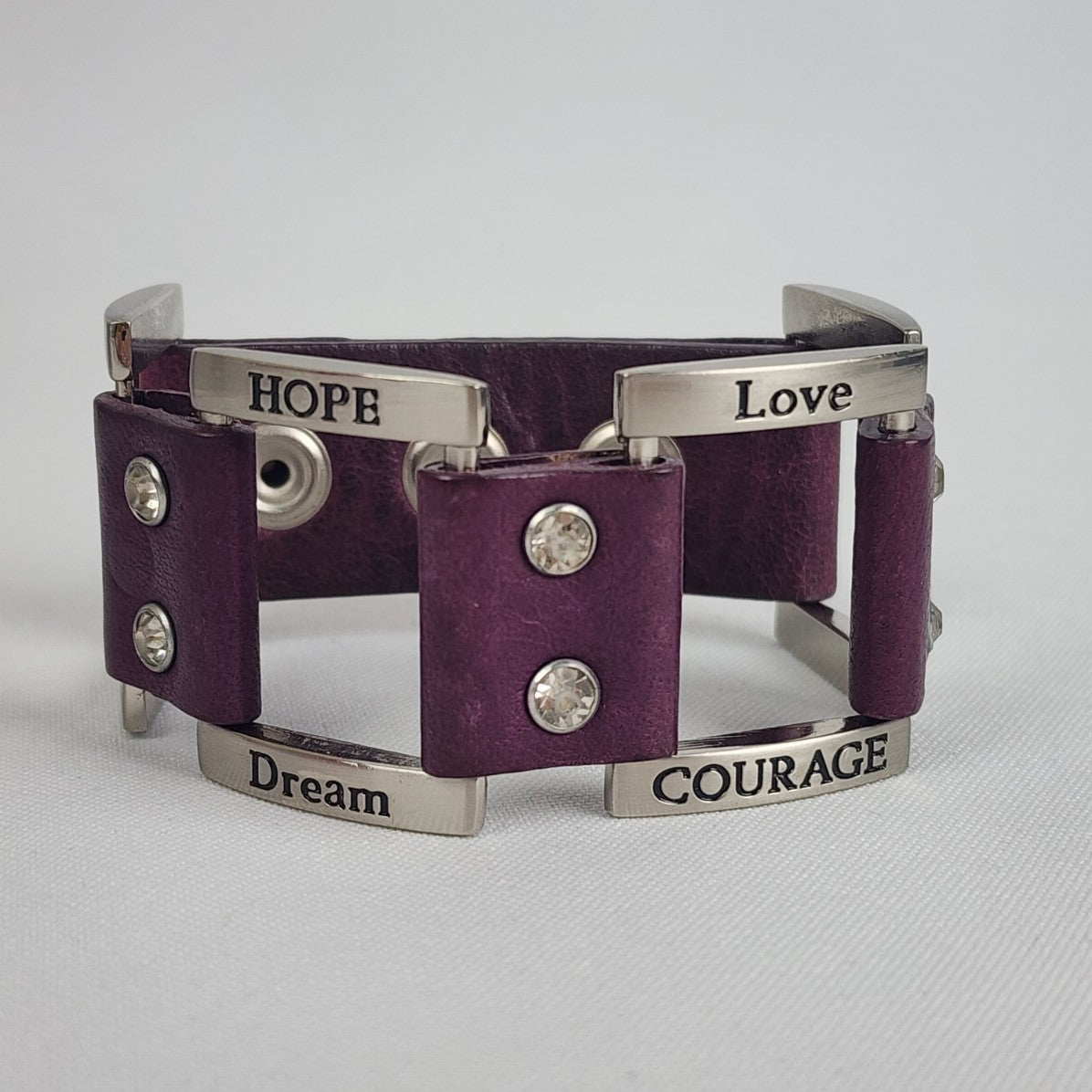 Good Works Purple Leather Inspirational Bracelet