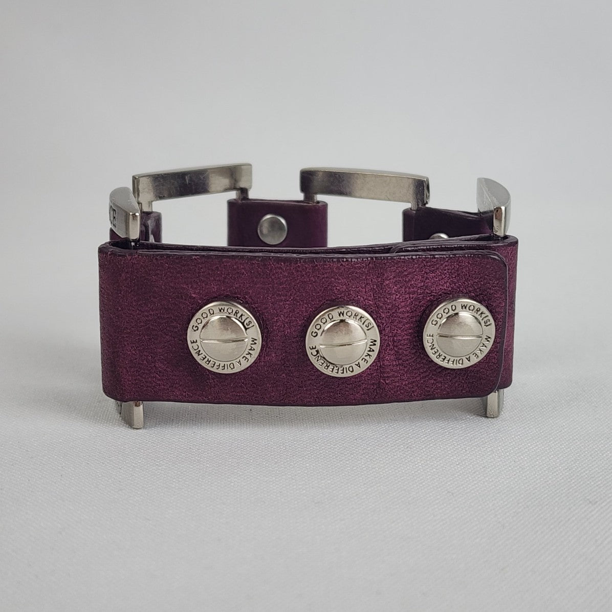 Good Works Purple Leather Inspirational Bracelet