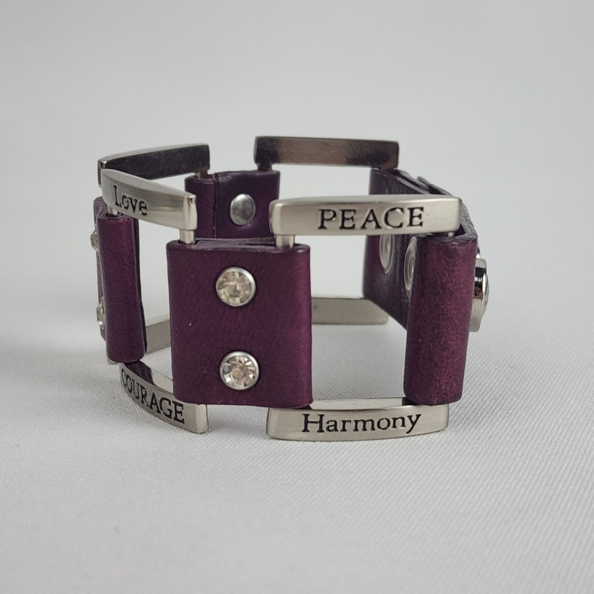 Good Works Purple Leather Inspirational Bracelet